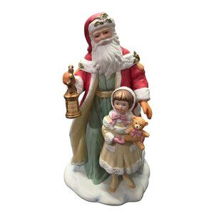 Vintage 1995 Porcelain Santa Claus Lighting the Way Figurine